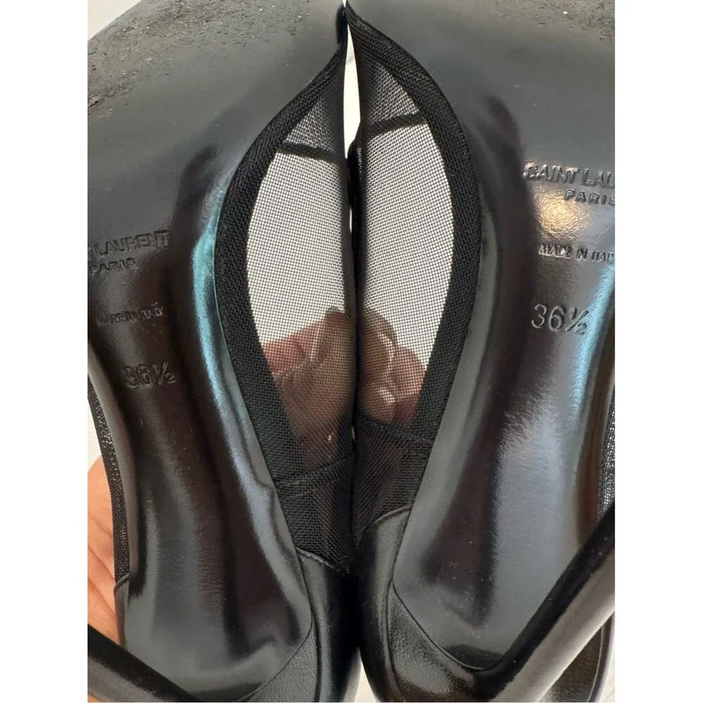 SAINT LAURENT Anja 105 Black Mesh Heels Pumps Size EU 36.5 US 6.5 YSL Shoes - Picture 10 of 10